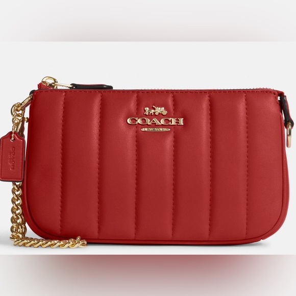 Coach Handbags - Coach Nolita 19 With Chain With Linear Quilting Wallat Wristlet Red